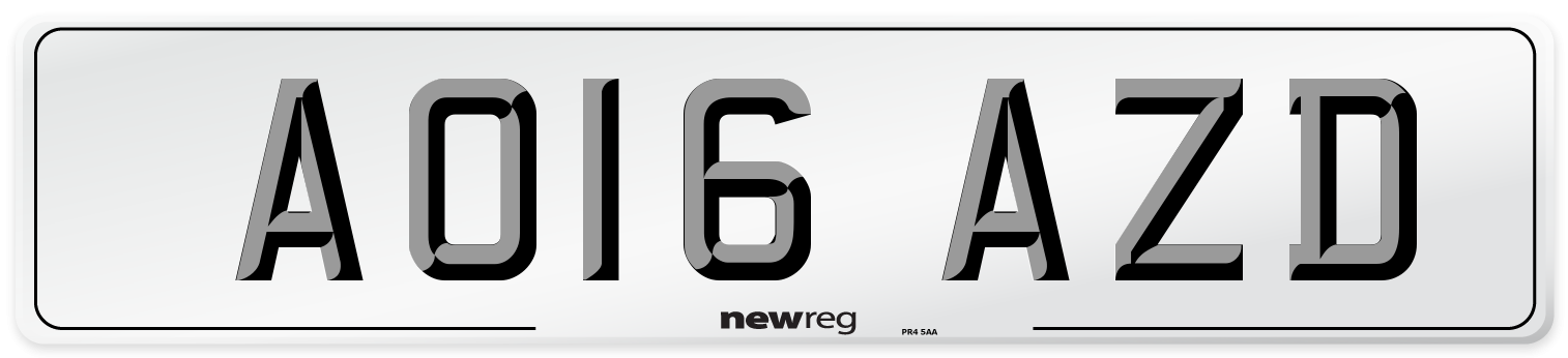 AO16 AZD Number Plate from New Reg
